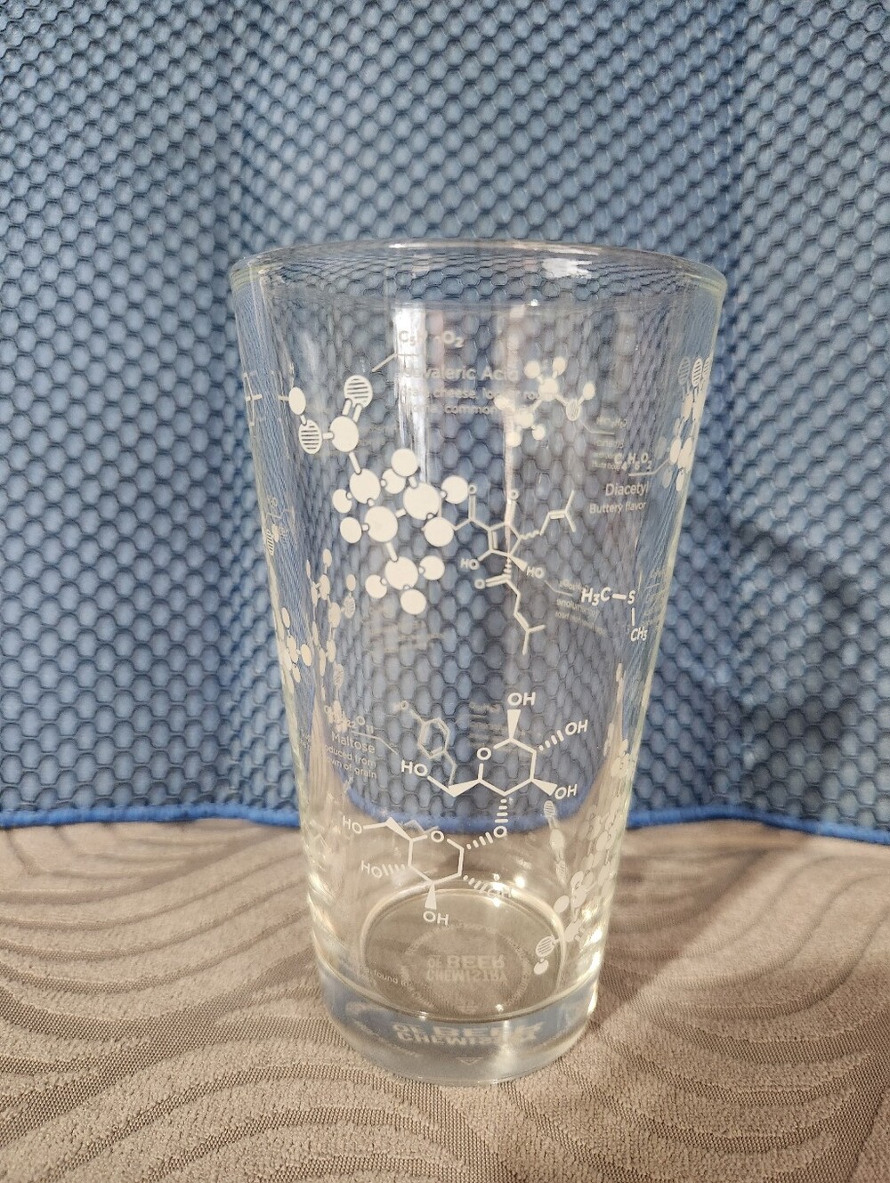 Clear Chemistry Of Beer Molecule Pint Glass - White Print